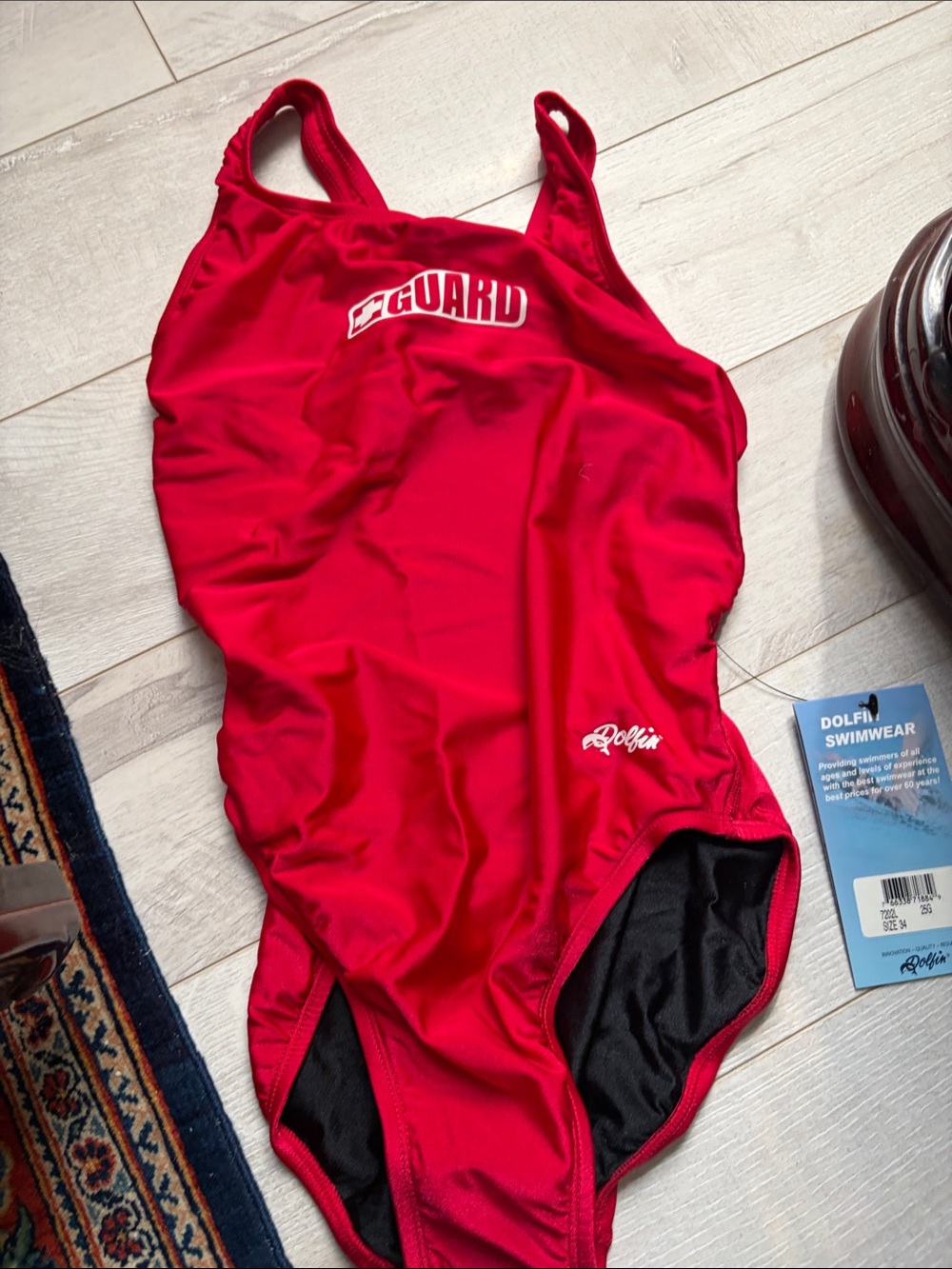 Dolfin Red One-Piece Swimsuit with White Logo. Brand new